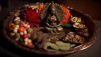 Spiritual altar Buddhism meets Hinduism in India , photo