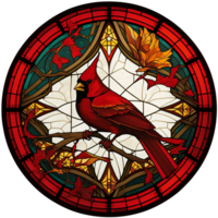 Stained glass style cardinal bird, png