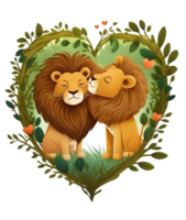 Lion couple, ai generative png