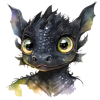 schwarz Baby Drachen, ai generativ png