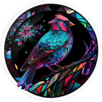 stained glass style bird, png