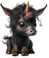 carino nero bambino unicorno, ai generativo png