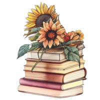 vintage floral book isolated, png