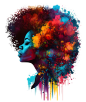 African black woman watercolor, png