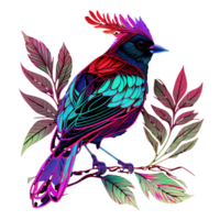 stained glass style bird, png