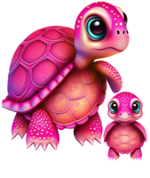 pink turtle watercolor, png
