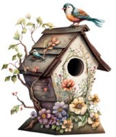 whimsical bird house isolated, png