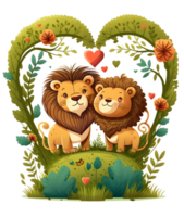 Lion couple, aesthetic png