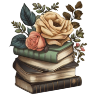 vintage floral book isolated, png