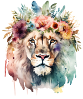 watercolor lion head, png