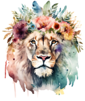 aquarelle Lion diriger, ai génératif png