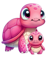 pink turtle watercolor, png