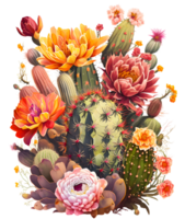 vistoso cactus acuarela arte, ai generativo png