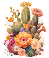 coloré cactus aquarelle art, ai génératif png