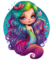 cute mermaid watercolor, png