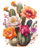 colorful cactus watercolor art, png