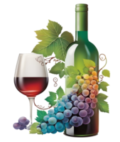 uvas e vinho garrafa, ai generativo png