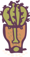 keramisch potten met cactus grappig gezichten. verschillend tekening emoties tekens stickers fabriek keramiek. pottenbakkerij vazen modieus concept tekenfilm stijl. hand- getrokken illustratie geïsoleerd achtergrond illustratie png