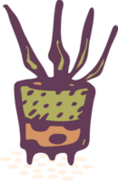 keramisch potten met cactus grappig gezichten. verschillend tekening emoties tekens stickers fabriek keramiek. pottenbakkerij vazen modieus concept tekenfilm stijl. hand- getrokken illustratie geïsoleerd achtergrond illustratie png