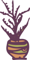 keramisch potten met cactus grappig gezichten. verschillend tekening emoties tekens stickers fabriek keramiek. pottenbakkerij vazen modieus concept tekenfilm stijl. hand- getrokken illustratie geïsoleerd achtergrond illustratie png