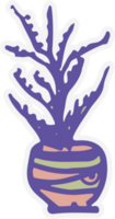 keramisch potten met cactus grappig gezichten. verschillend tekening emoties tekens stickers fabriek keramiek. pottenbakkerij vazen modieus concept tekenfilm stijl. hand- getrokken illustratie geïsoleerd achtergrond illustratie png