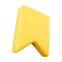 3d rendering yellow bookmar flag icon. 3d render A piece of paper or ribbon inserted into a book to mark the desired page icon. png