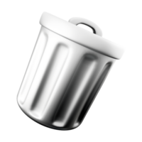 3d rendering trash can icon. 3d render broom bucket for garbage disposal icon. png