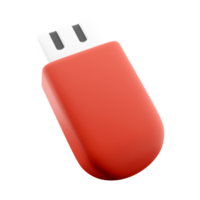 3d render usb flash drive cartoon icon. 3d render red usb To save information icon. png