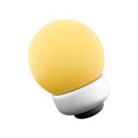 3d desenho animado estilo mínimo amarelo luz lâmpada ícone. 3d render ideia, solução, negócios, estratégia conceito ícone. png