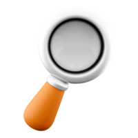 3d rendering Magnifying glass or search icon. 3d render A device for a thorough inspection or search icon. png