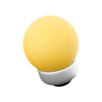 3d desenho animado estilo mínimo amarelo luz lâmpada ícone. 3d render ideia, solução, negócios, estratégia conceito ícone. png