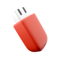 3d hacer USB destello conducir dibujos animados icono. 3d hacer rojo USB a salvar información icono. png