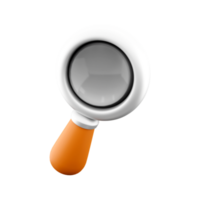 3d rendering Magnifying glass or search icon. 3d render A device for a thorough inspection or search icon. png