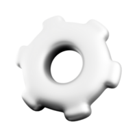 3d rendering white gear icon. 3d render mechanism icon. png