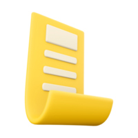 3d rendering document icon. 3d render Yellow sheet with important records icon. png