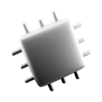 3d rendering Microchip line icon. CPU icon. 3d render Central processing unit, computer processor, chip icon. png