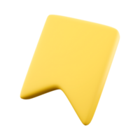 3d rendering yellow bookmar flag icon. 3d render A piece of paper or ribbon inserted into a book to mark the desired page icon. png