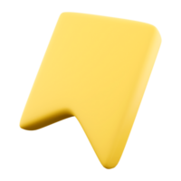 3d rendering yellow bookmar flag icon. 3d render A piece of paper or ribbon inserted into a book to mark the desired page icon. png