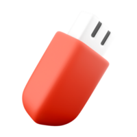 3d render usb flash drive cartoon icon. 3d render red usb To save information icon. png