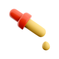 3d rendering Simple color picker tool icon. 3d render pipette icon. png