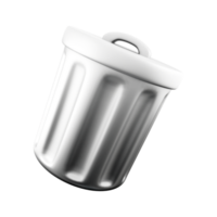 3d rendering trash can icon. 3d render broom bucket for garbage disposal icon. png