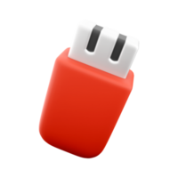 3d render usb flash drive cartoon icon. 3d render red usb To save information icon. png