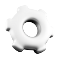 3d rendering white gear icon. 3d render mechanism icon. png