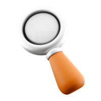 3d rendering Magnifying glass or search icon. 3d render A device for a thorough inspection or search icon. png