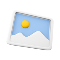 3d rendering Image, photo, jpg file icon. 3d render Mountains and sun landscape icon. png