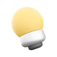 3d dibujos animados estilo mínimo amarillo ligero bulbo icono. 3d hacer idea, solución, negocio, estrategia concepto icono. png