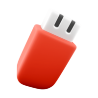 3d hacer USB destello conducir dibujos animados icono. 3d hacer rojo USB a salvar información icono. png