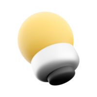 3d desenho animado estilo mínimo amarelo luz lâmpada ícone. 3d render ideia, solução, negócios, estratégia conceito ícone. png