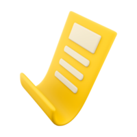 3d rendering document icon. 3d render Yellow sheet with important records icon. png