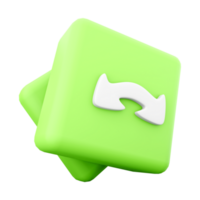 3d rendering Change icon. 3d render Green button for 45-degree rotation icon. png